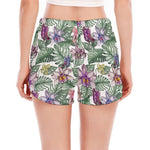 Tropical Cattleya Pattern Print Women's Split Running Shorts
