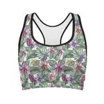 Tropical Cattleya Pattern Print Women's Sports Bra