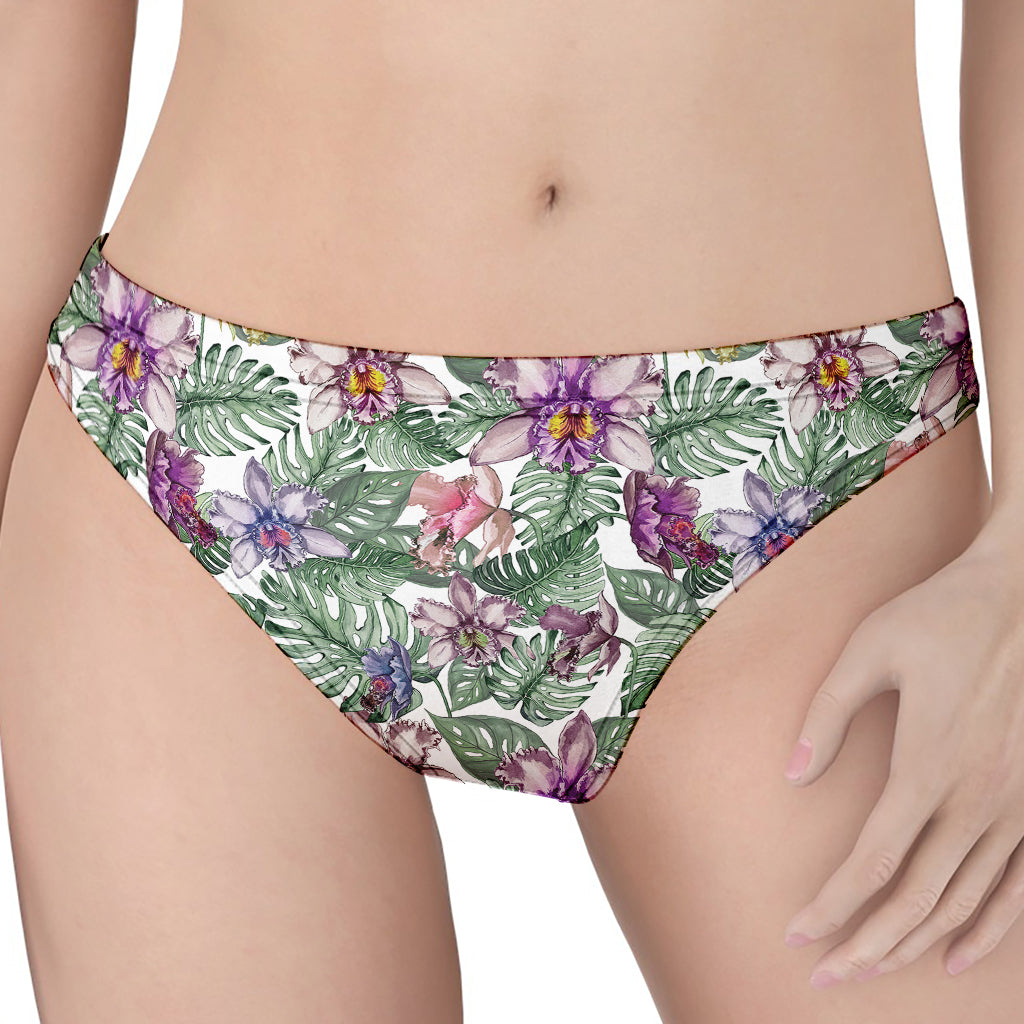 Tropical Cattleya Pattern Print Women's Thong