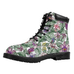 Tropical Cattleya Pattern Print Work Boots