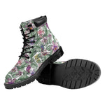 Tropical Cattleya Pattern Print Work Boots