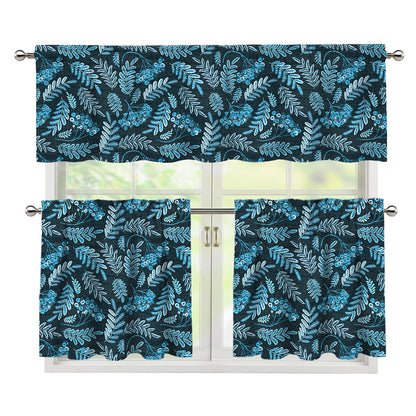 Tropical Denim Jeans Pattern Print 3 Piece Kitchen Curtains
