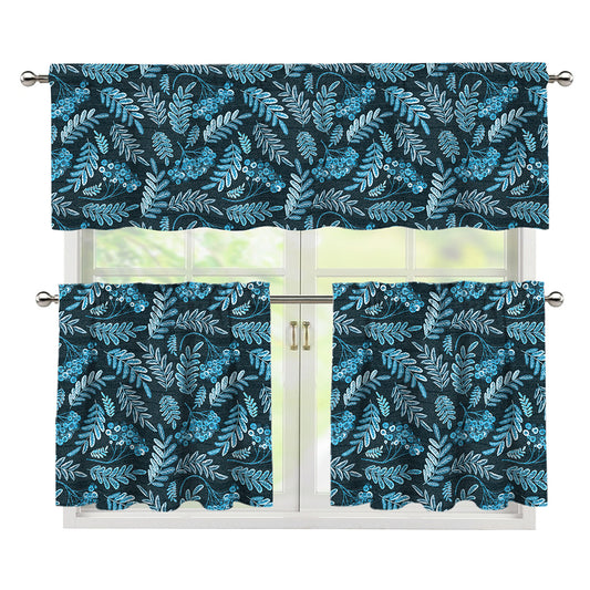 Tropical Denim Jeans Pattern Print 3 Piece Kitchen Curtains