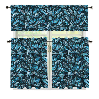 Tropical Denim Jeans Pattern Print 3 Piece Kitchen Curtains