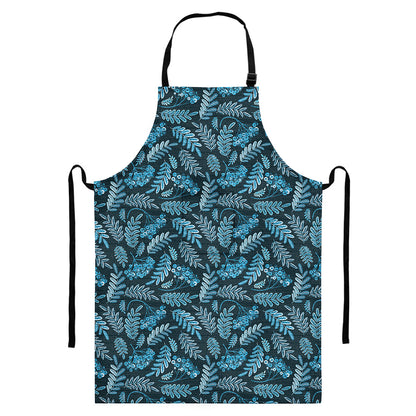 Tropical Denim Jeans Pattern Print Bib Apron With Pocket