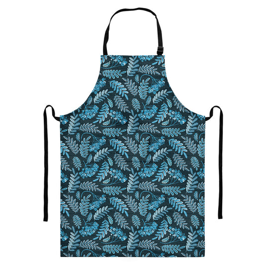 Tropical Denim Jeans Pattern Print Bib Apron With Pocket