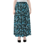 Tropical Denim Jeans Pattern Print Chiffon Maxi Skirt