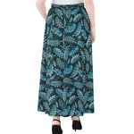 Tropical Denim Jeans Pattern Print Chiffon Maxi Skirt