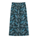 Tropical Denim Jeans Pattern Print Cotton Front Slit Maxi Skirt