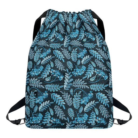 Tropical Denim Jeans Pattern Print Drawstring Backpack