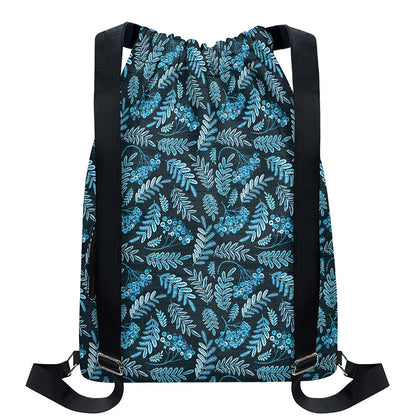 Tropical Denim Jeans Pattern Print Drawstring Backpack