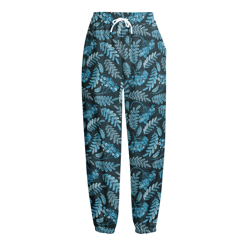 Tropical Denim Jeans Pattern Print Fleece Lined Knit Pants