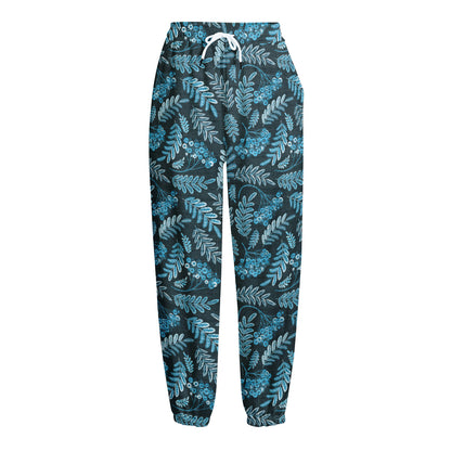 Tropical Denim Jeans Pattern Print Fleece Lined Knit Pants