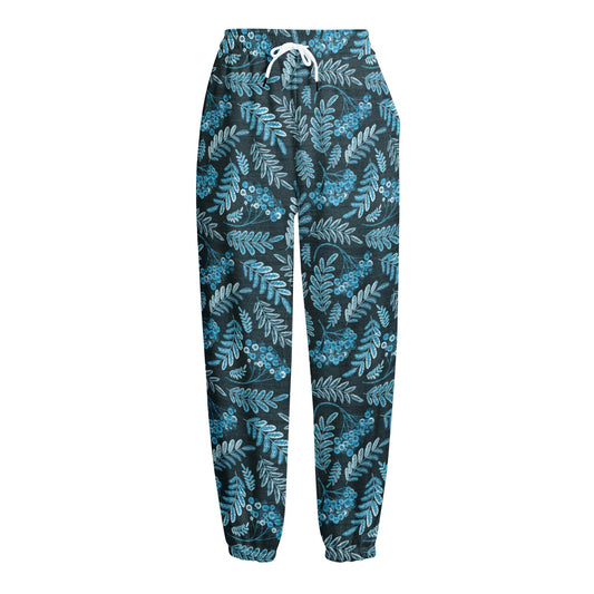 Tropical Denim Jeans Pattern Print Fleece Lined Knit Pants