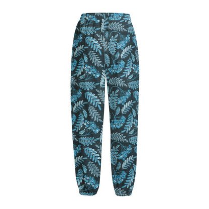 Tropical Denim Jeans Pattern Print Fleece Lined Knit Pants