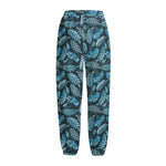 Tropical Denim Jeans Pattern Print Fleece Lined Knit Pants