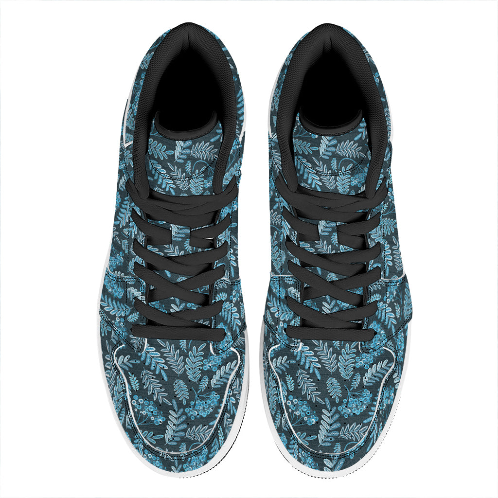 Tropical Denim Jeans Pattern Print High Top Leather Sneakers