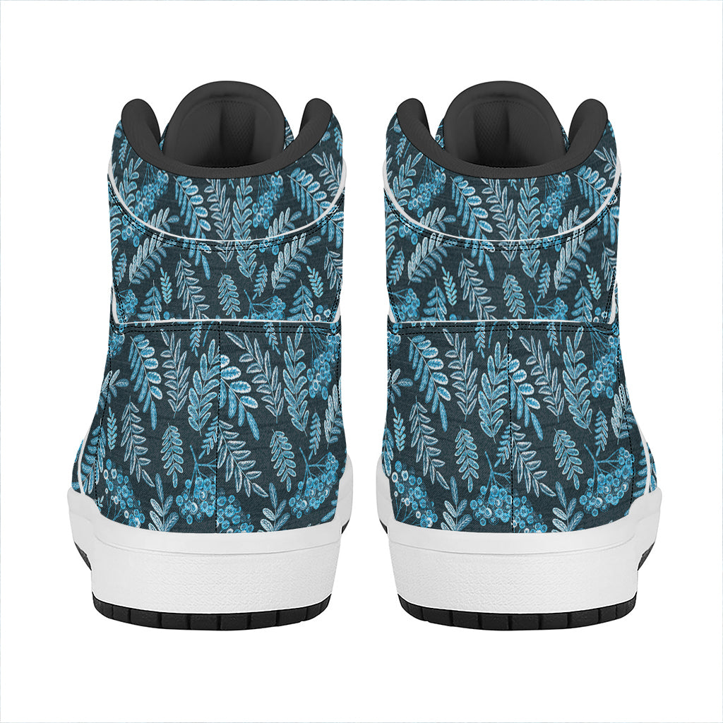 Tropical Denim Jeans Pattern Print High Top Leather Sneakers