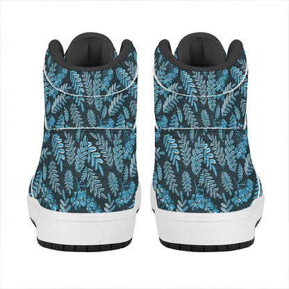Tropical Denim Jeans Pattern Print High Top Leather Sneakers