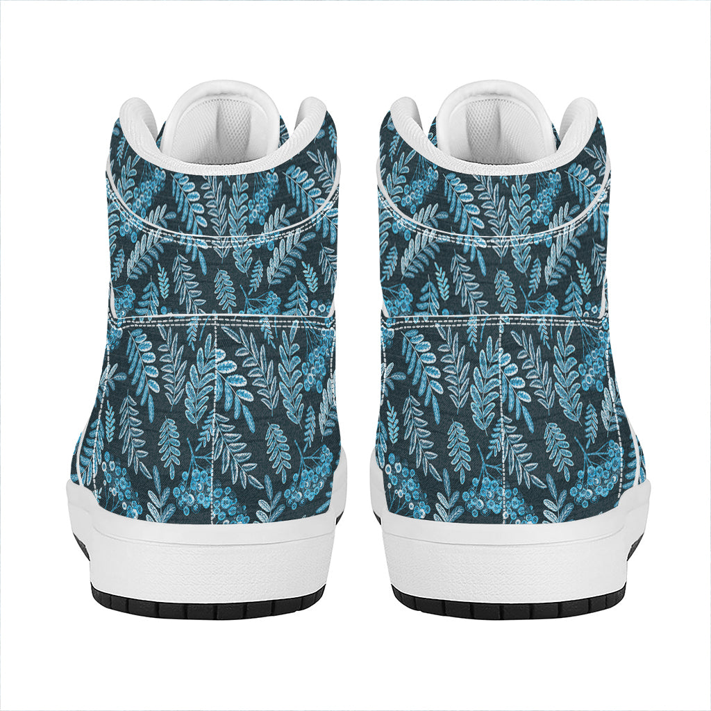 Tropical Denim Jeans Pattern Print High Top Leather Sneakers