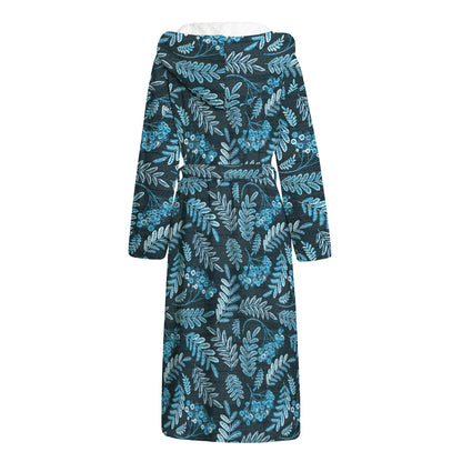 Tropical Denim Jeans Pattern Print Hooded Bathrobe