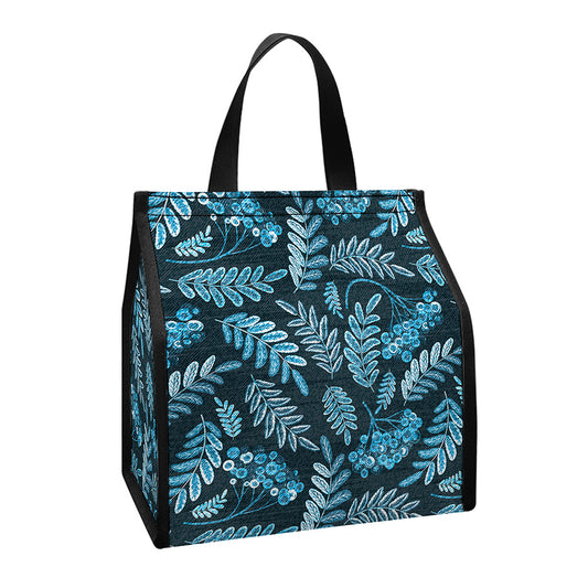 Tropical Denim Jeans Pattern Print Insulated Lunch Tote