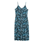 Tropical Denim Jeans Pattern Print Jersey Midi Cami Dress