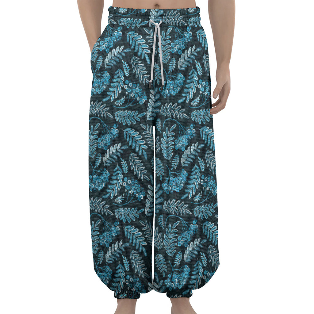 Tropical Denim Jeans Pattern Print Lantern Pants