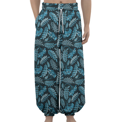 Tropical Denim Jeans Pattern Print Lantern Pants