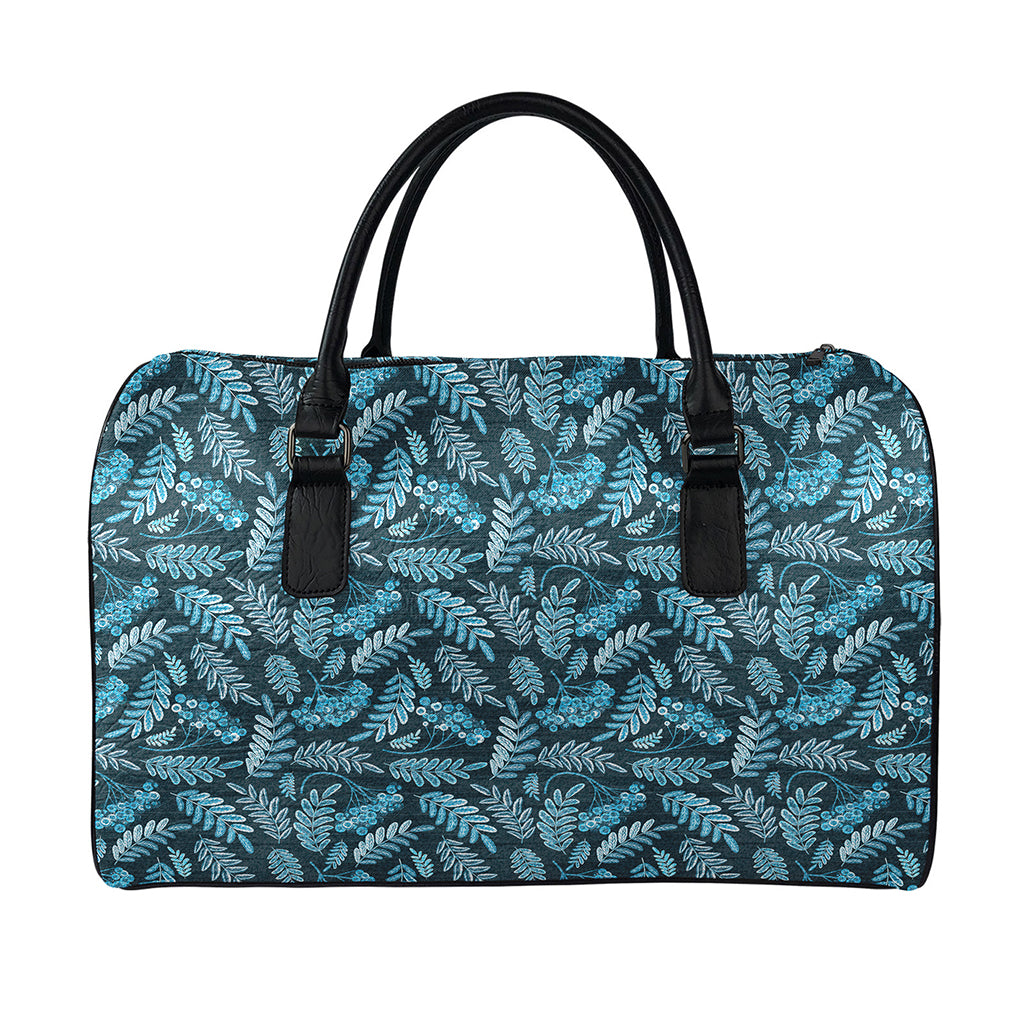 Tropical Denim Jeans Pattern Print Leather Duffle Bag