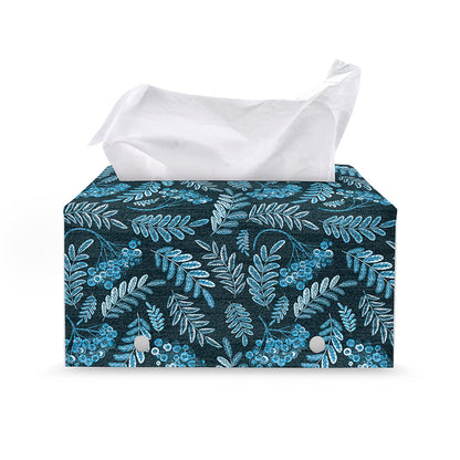 Tropical Denim Jeans Pattern Print Leather Tissue Box Cover