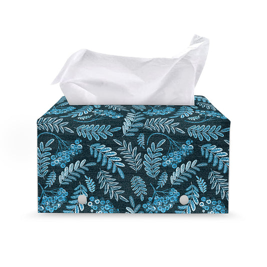 Tropical Denim Jeans Pattern Print Leather Tissue Box Cover