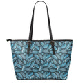 Tropical Denim Jeans Pattern Print Leather Tote Bag With Zipper