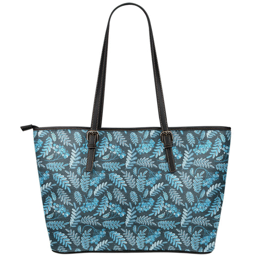 Tropical Denim Jeans Pattern Print Leather Tote Bag