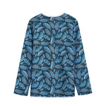Tropical Denim Jeans Pattern Print Long Sleeve Short Coat