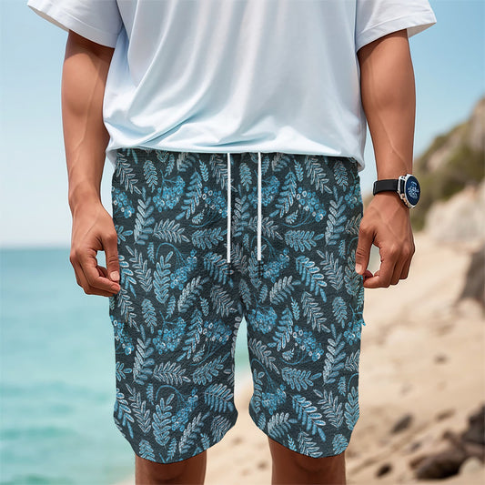 Tropical Denim Jeans Pattern Print Men's Cargo Shorts
