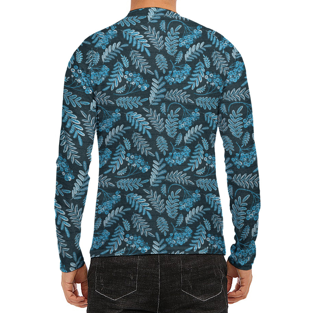 Tropical Denim Jeans Pattern Print Men's Long Sleeve Rash Guard