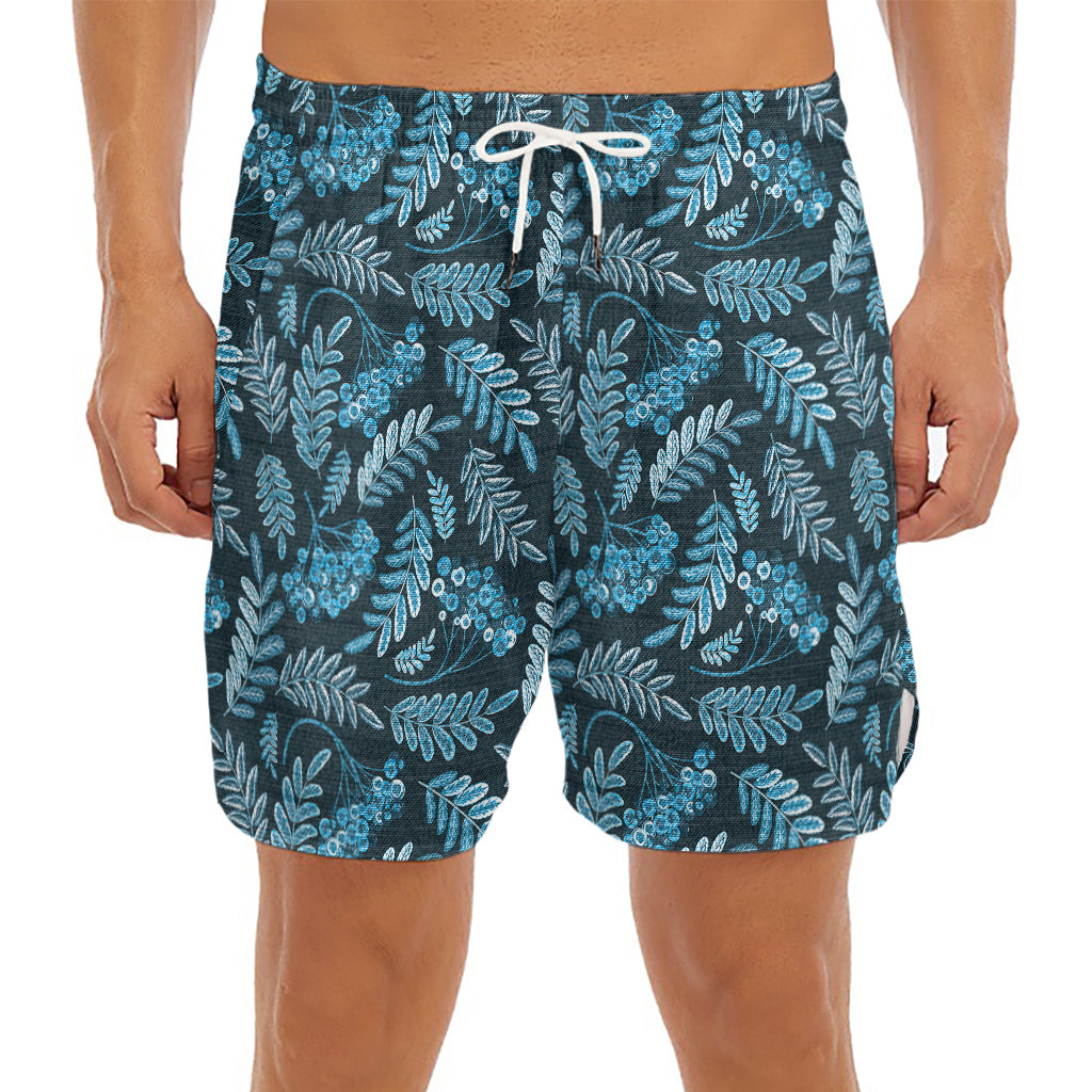 Tropical Denim Jeans Pattern Print Men's Split Running Shorts