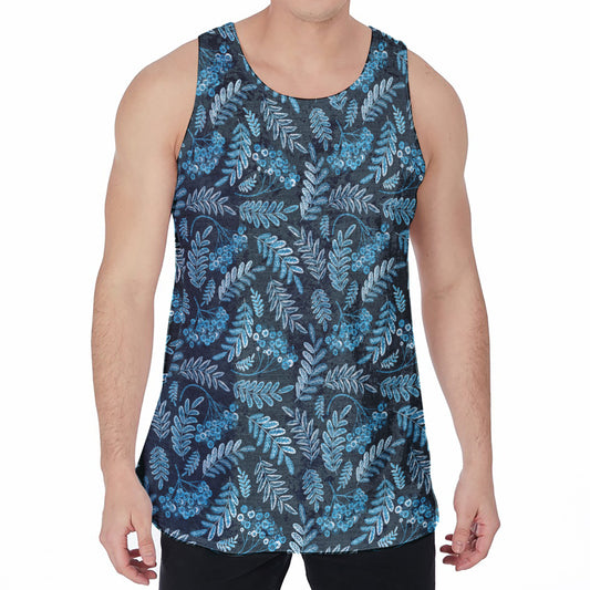 Tropical Denim Jeans Pattern Print Men's Velvet Tank Top