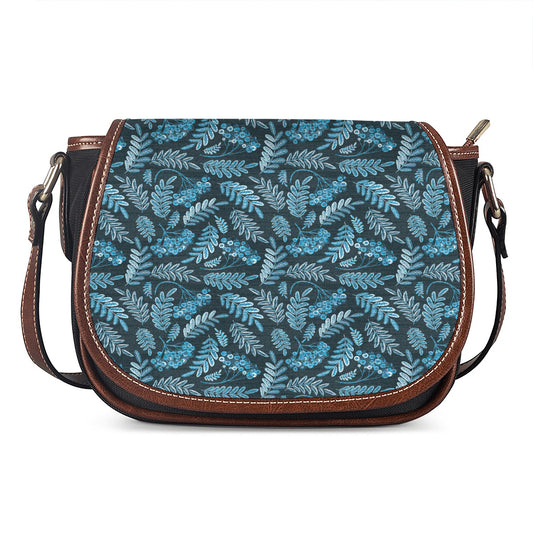 Tropical Denim Jeans Pattern Print Saddle Bag