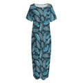Tropical Denim Jeans Pattern Print Short Sleeve Long Nightdress