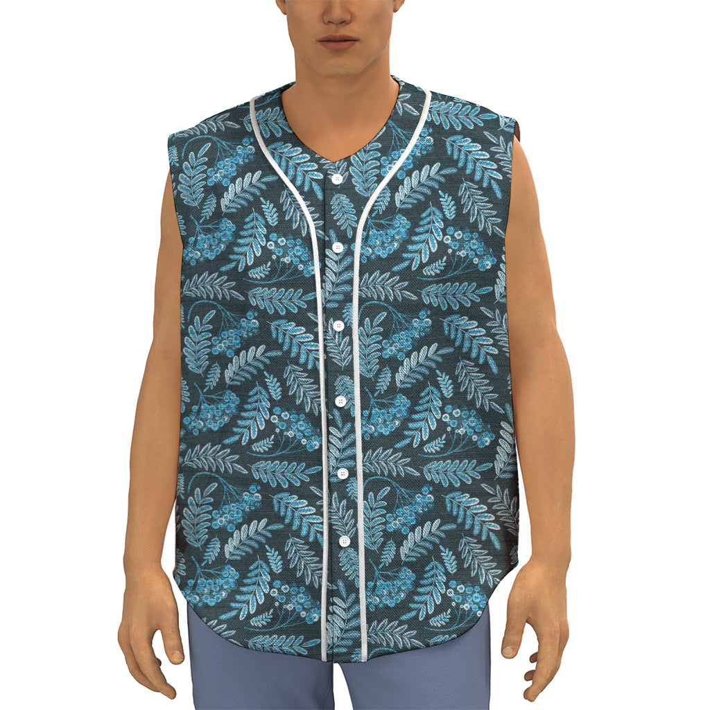 Tropical Denim Jeans Pattern Print Sleeveless Baseball Jersey