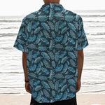 Tropical Denim Jeans Pattern Print Textured Short Sleeve Shirt