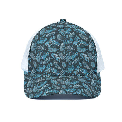 Tropical Denim Jeans Pattern Print White Mesh Trucker Cap