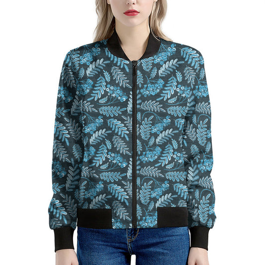 Tropical Denim Jeans Pattern Print Women's Bomber Jacket