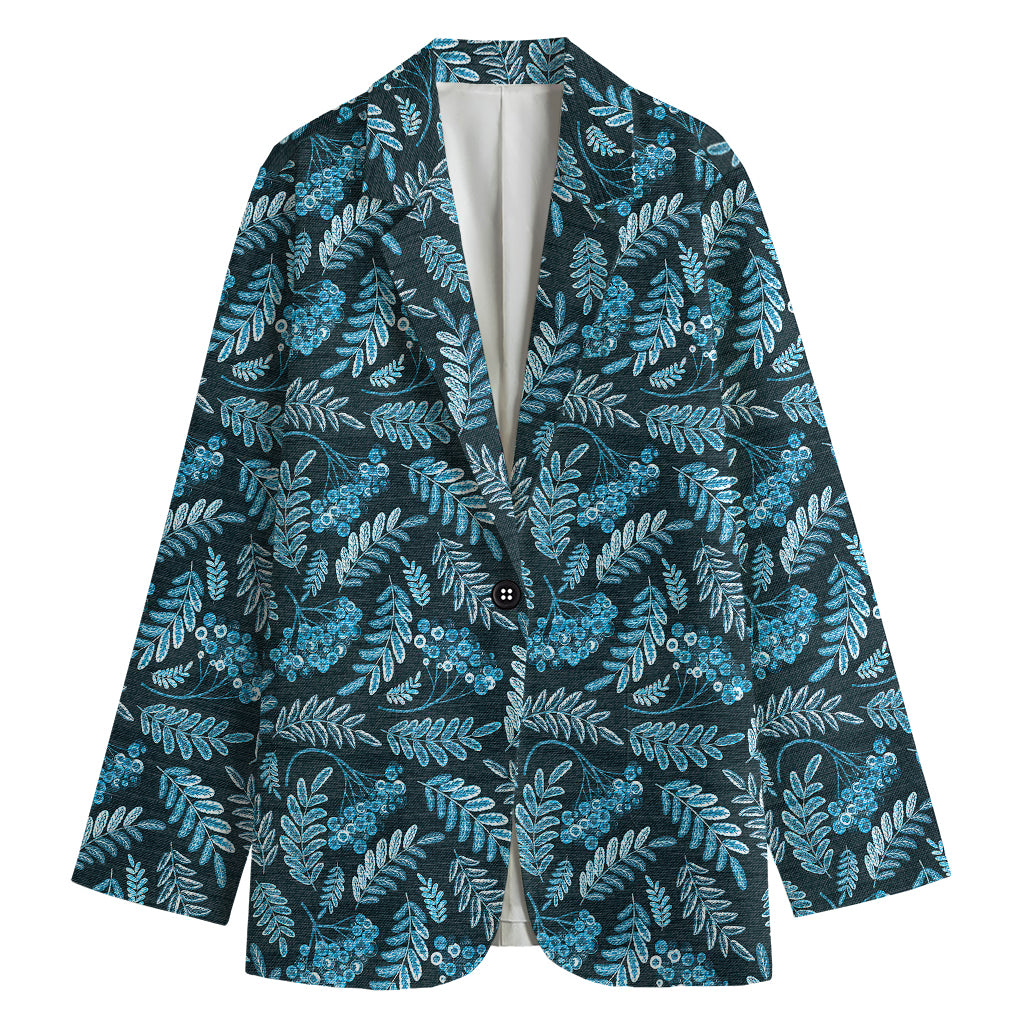 Tropical Denim Jeans Pattern Print Women's Cotton Blazer