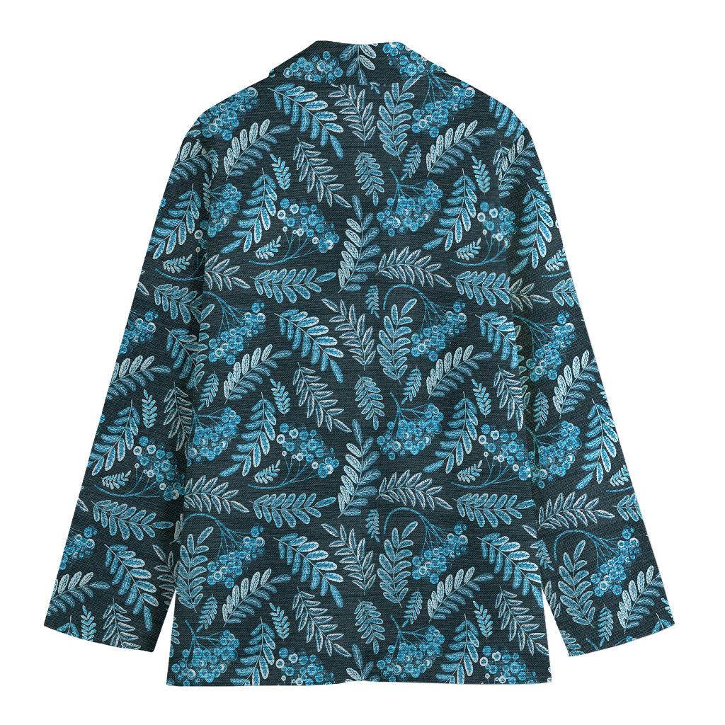 Tropical Denim Jeans Pattern Print Women's Cotton Blazer
