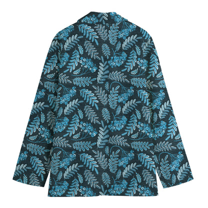 Tropical Denim Jeans Pattern Print Women's Cotton Blazer