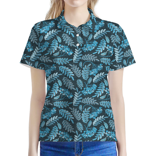 Tropical Denim Jeans Pattern Print Women's Polo Shirt