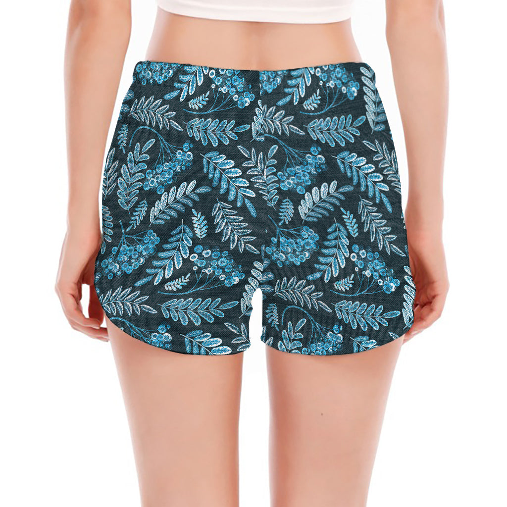 Tropical Denim Jeans Pattern Print Women's Split Running Shorts